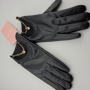 Juicy Couture Black Gloves with chain and charm